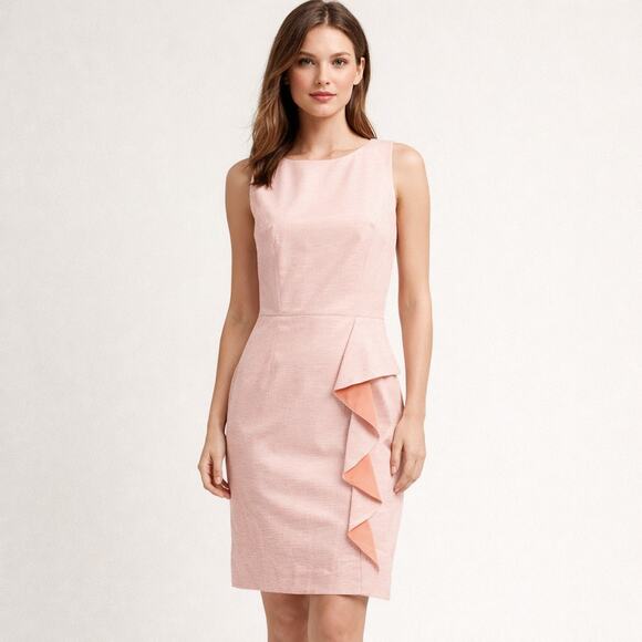 ANTONIO MELANI Dresses & Skirts - Antonio Melani Celina Dress Size 6 Peach Tank dress ruffle front